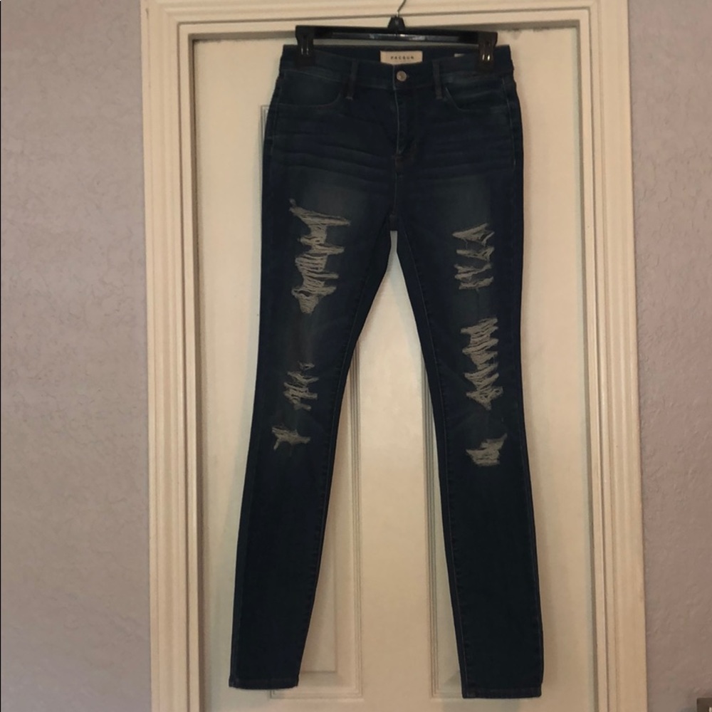 Distressed ripped jeans